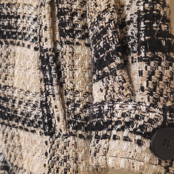 Zara -  Black, Taupe & White  Women's Oversized Tweed Jacket - Picture 5 of 8